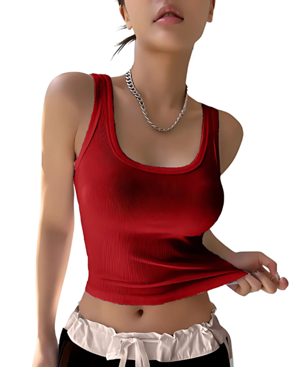 Accmetees Women's and Girls Solid Ribbed Square Neck Tank Top| Crop Tank Top - Image 14