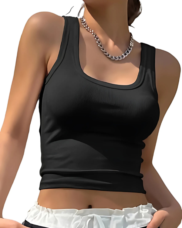 Accmetees Women's and Girls Solid Ribbed Square Neck Tank Top| Crop Tank Top - Image 2