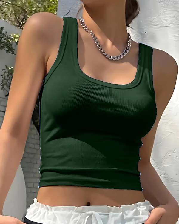 Accmetees Women's and Girls Solid Ribbed Square Neck Tank Top| Crop Tank Top - Image 6