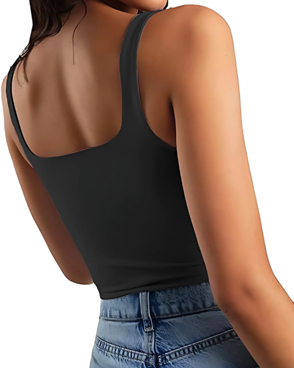 Accmetees Women's and Girls Solid Ribbed Square Neck Tank Top| Crop Tank Top - Image 3