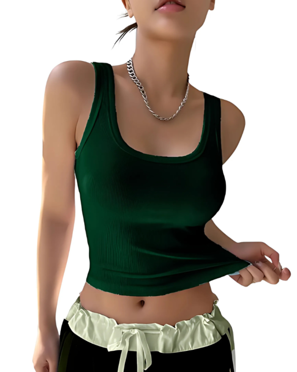 Accmetees Women's and Girls Solid Ribbed Square Neck Tank Top| Crop Tank Top - Image 7