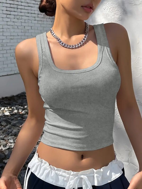 Accmetees Women's and Girls Solid Ribbed Square Neck Tank Top| Crop Tank Top - Image 13