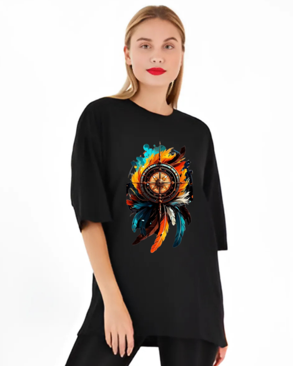 Accmetees Women Graphic Printed Round Neck Oversized T-Shirt | Loose FIT Drop Shoulder T-Shirt, Baggy FIT - Image 3