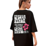 100% COTTON, WOMENS ROUND NECK , HALF SLEEVE , SISTA BEACH PRINTED, BIO WASHED