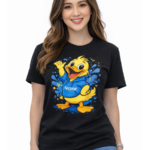 100% COTTON , WOMENS ROUND NECK , HALF SLEEVE, DUCK PRINTED , BIO WASH