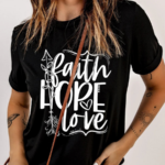 100% COTTON, WOMENS ROUND NECK , HALF SLEEVE , FAITH PRINTED, BIO WASHED