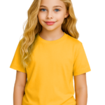 100% COTTON, GIRLS ROUND T SHIRT, HALF SLEEVE , SOLID PALIN , BIO WASH FOR SOFT FEELING