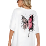 100% COTTON, WOMENS ROUND NECK , HALF SLEEVE , BUTTER FLY PRINTED, BIO WASHED